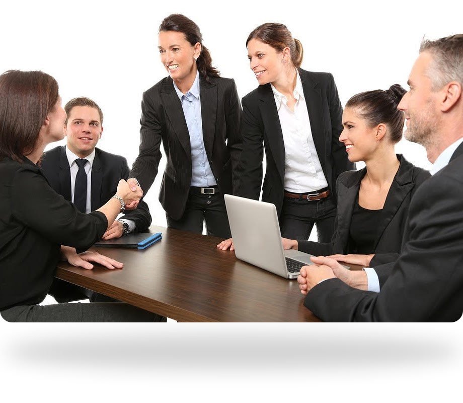 Group of financial advisors making a deal